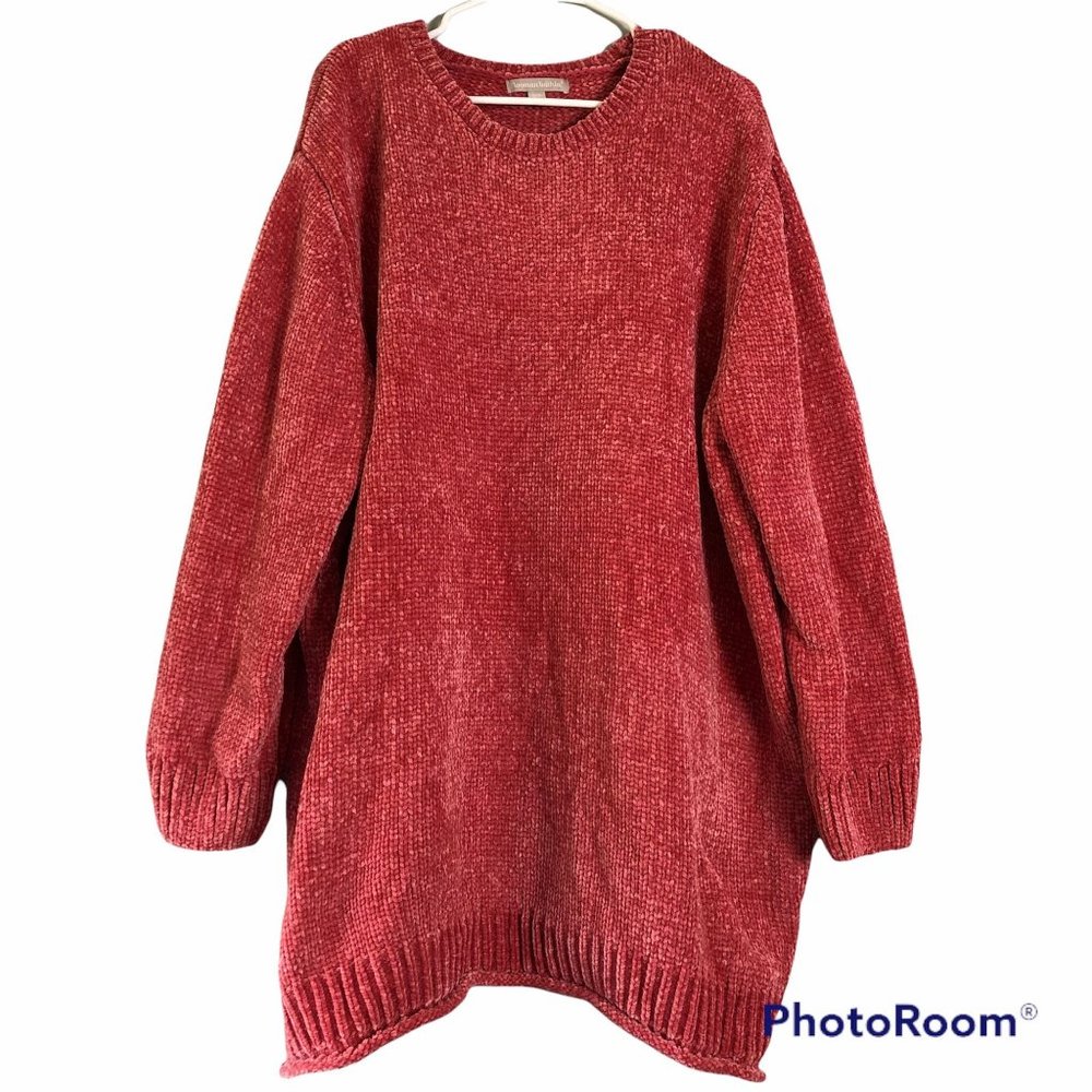 Woman Within Preppy Fall Chunky Knit Chenille Pullover Crew Neck Sweater 2X